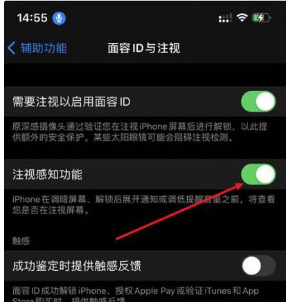 莞城街道苹果14维修网点分享iPhone14注视感知功能有什么用 